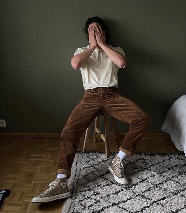 Pantalon droit velours coton bio